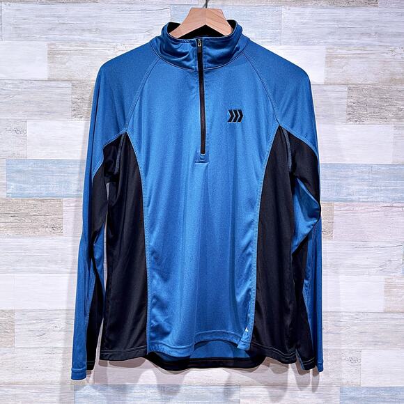 Roots Canada 1/4 Zip Performance Jersey Tech Pullover Blue Black Womens XL - Picture 1 of 8